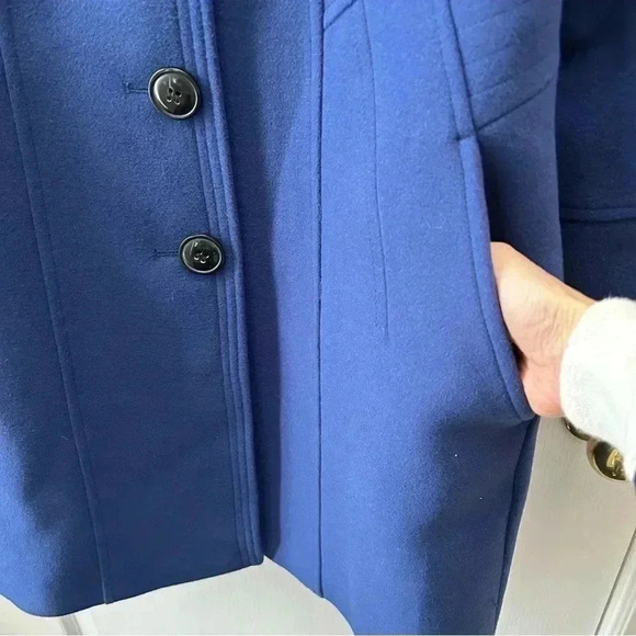 Vintage Jessica Pea  Coat Single Breasted Tailored Deep Blue Size 8 - Picture 6 of 13